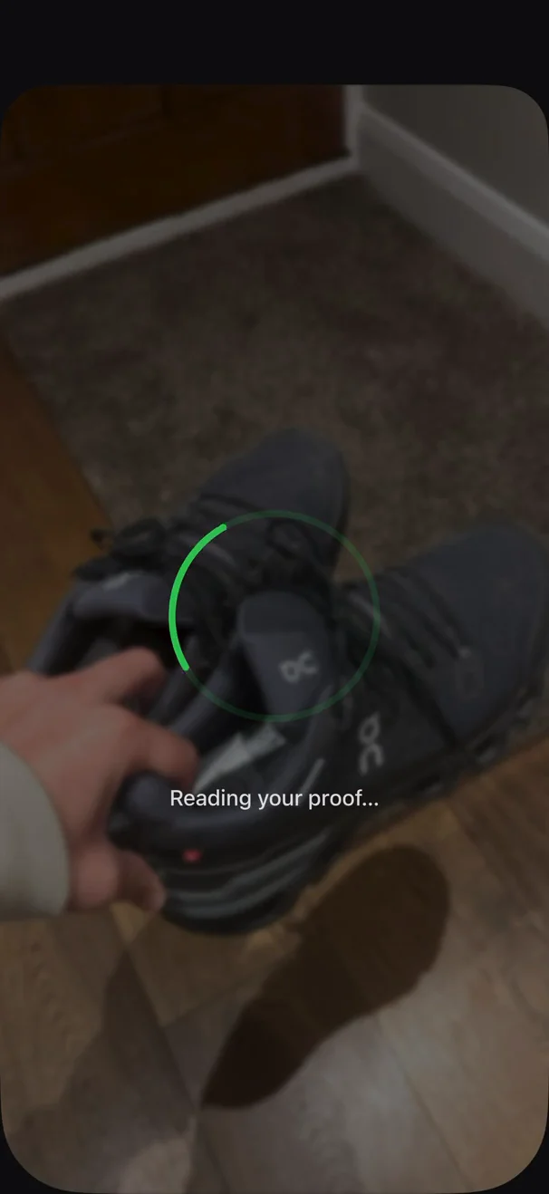 The camera reading a photo of running shoes as proof